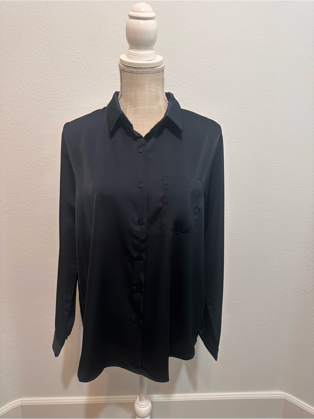 Skies Are Blue Navy Button-Down Blouse